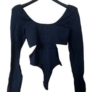 Garage Black Long-Sleeve Bodysuit with Waist Cut-Out